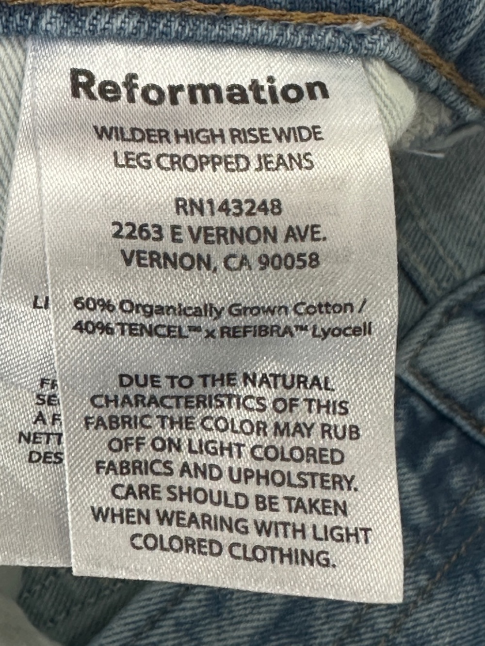 Reformation Wilder High Rise Wide Leg Cropped Jeans Dillon Light Wash Size 26 - Picture 8 of 10